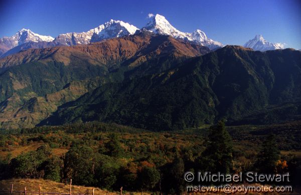 Nilgiri South, Fang, Moditse, Hiunchuli, and Machapuchare from Poon Hill